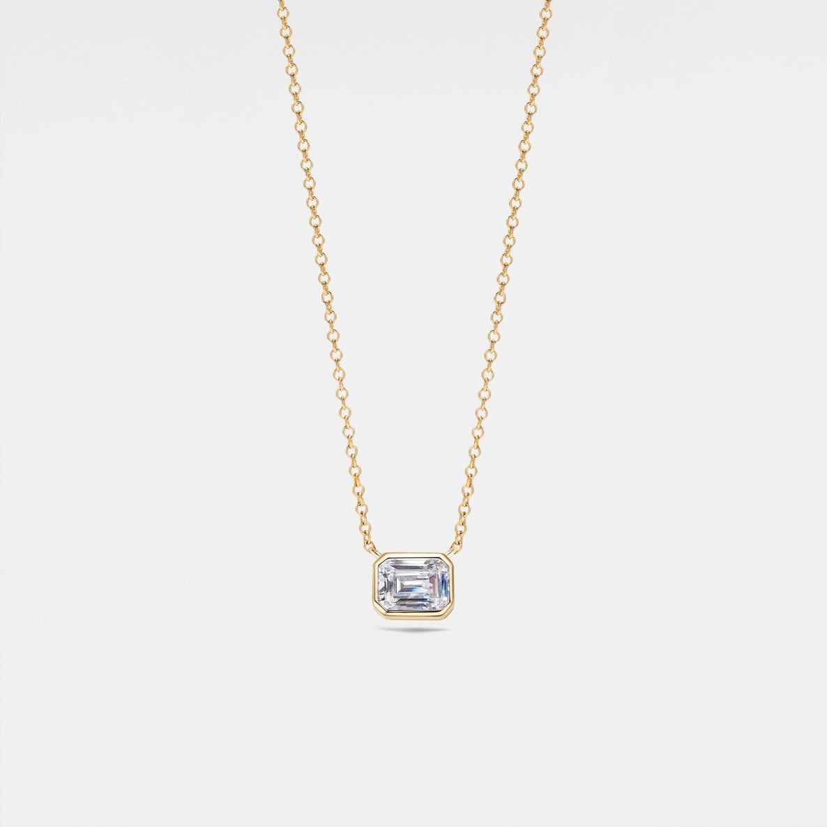 Emerald Cut Moissanite Charm Necklace