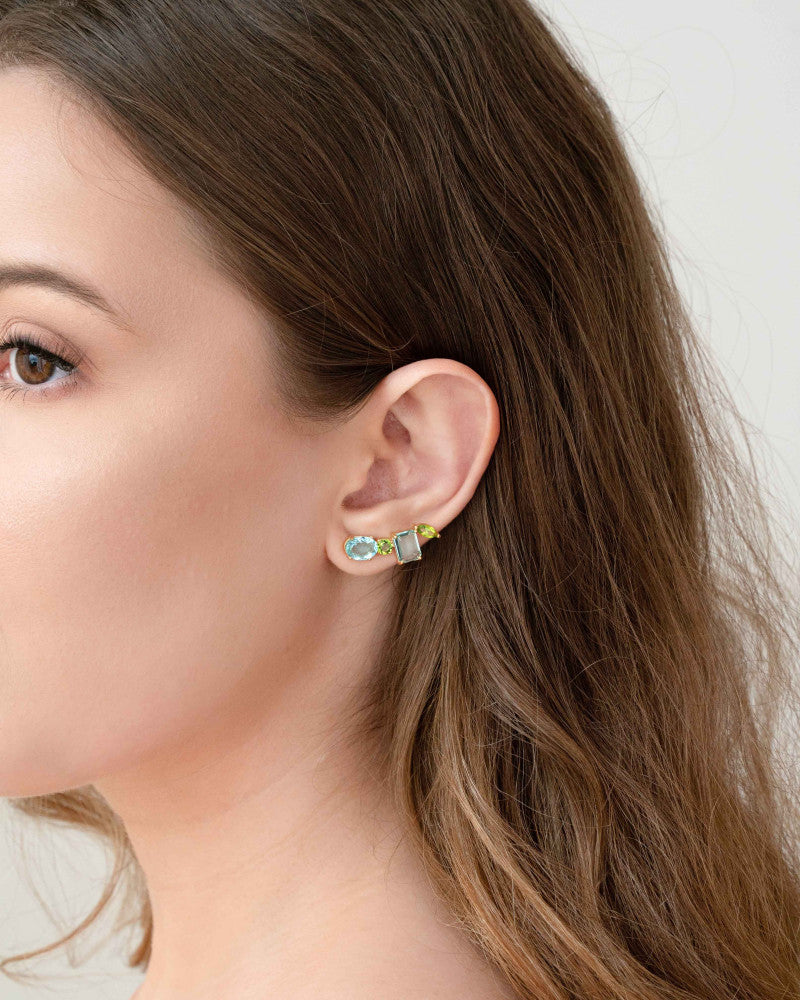 Ear Cuff Quadrado Oval Colorido