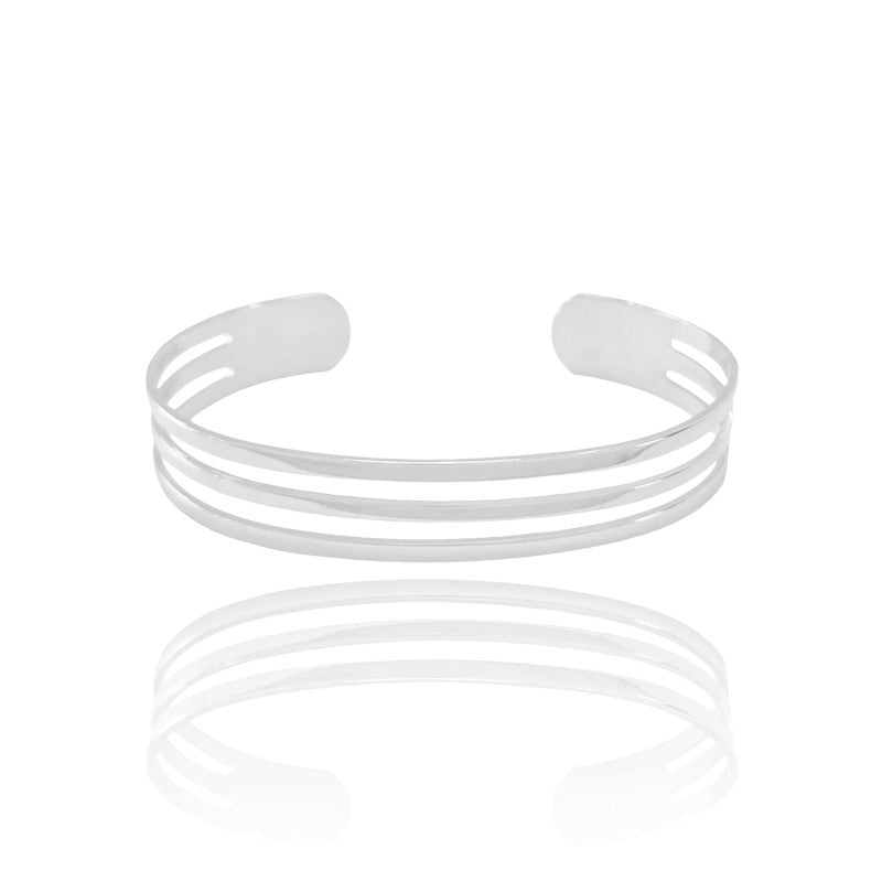 Bracelete Vazado Três Filetes Lisos