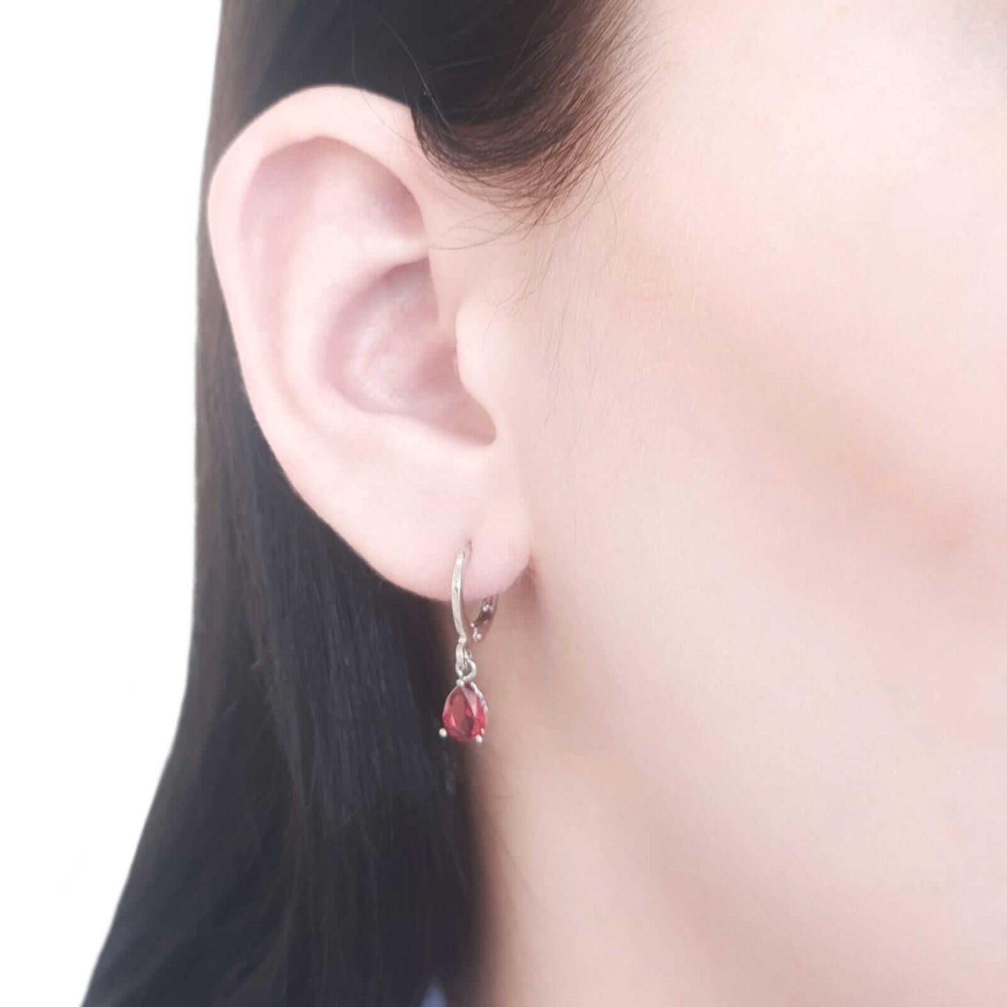 Ruby Drop Hoops