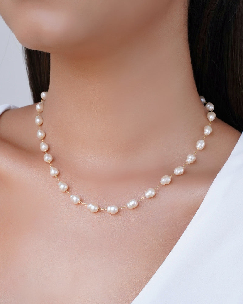 Choker Perolas Barrocas - 6 mm