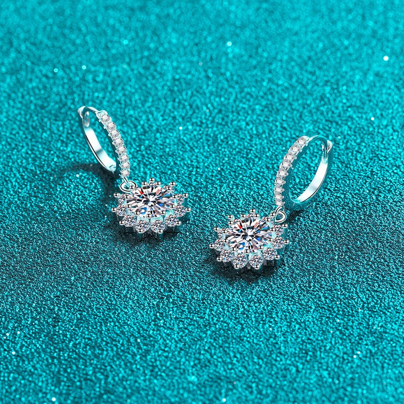 Moissanite Snowflake Drop Earrings