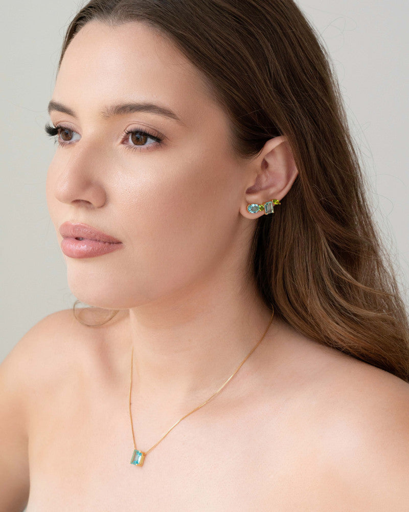 Ear Cuff Quadrado Oval Colorido
