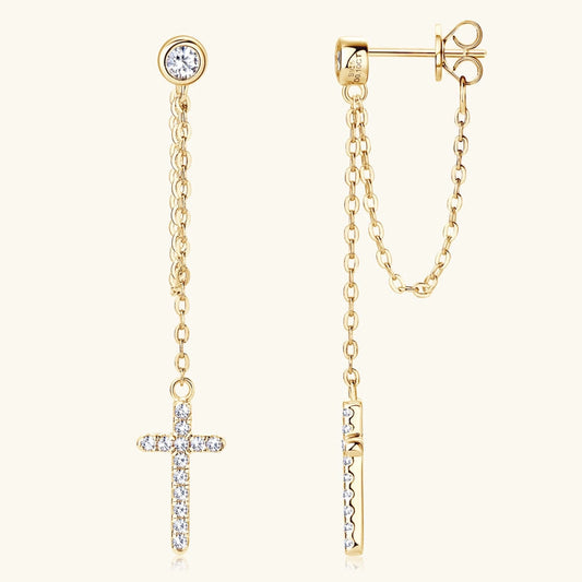 Cross Dangle Drop Earrings