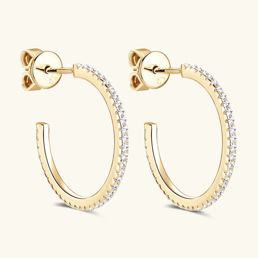Pave Setting Hoop Earrings