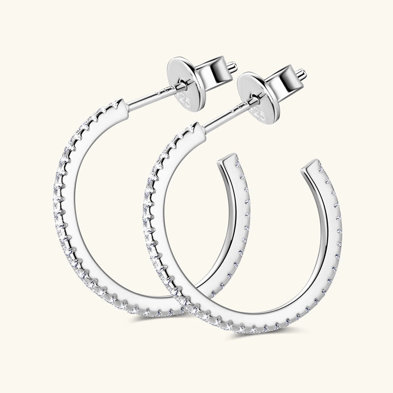 Pave Setting Hoop Earrings