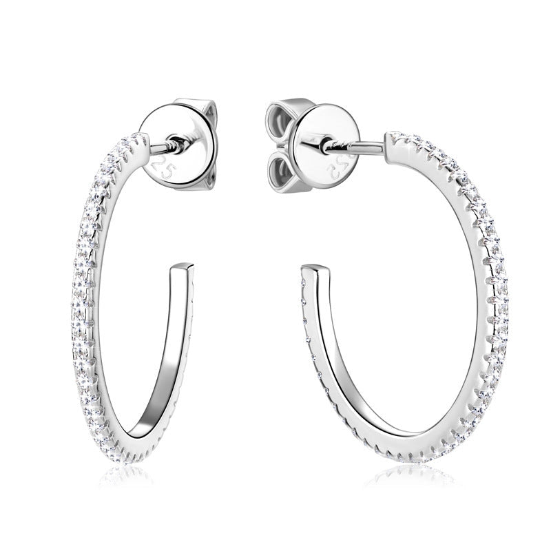 Pave Setting Hoop Earrings
