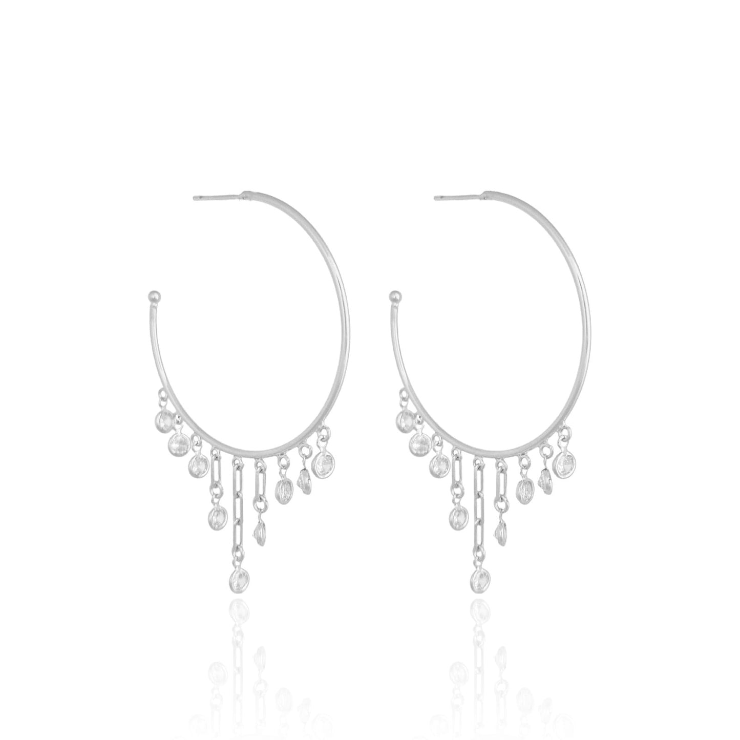 Crystal Gotas Hoops Branco