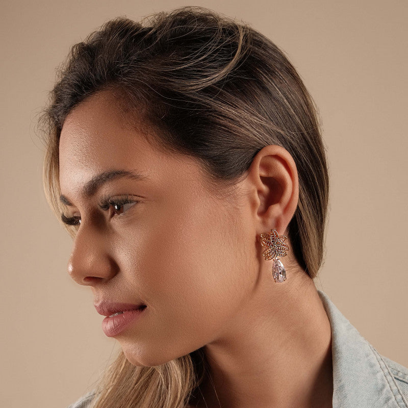 Brinco Folhas Cristal