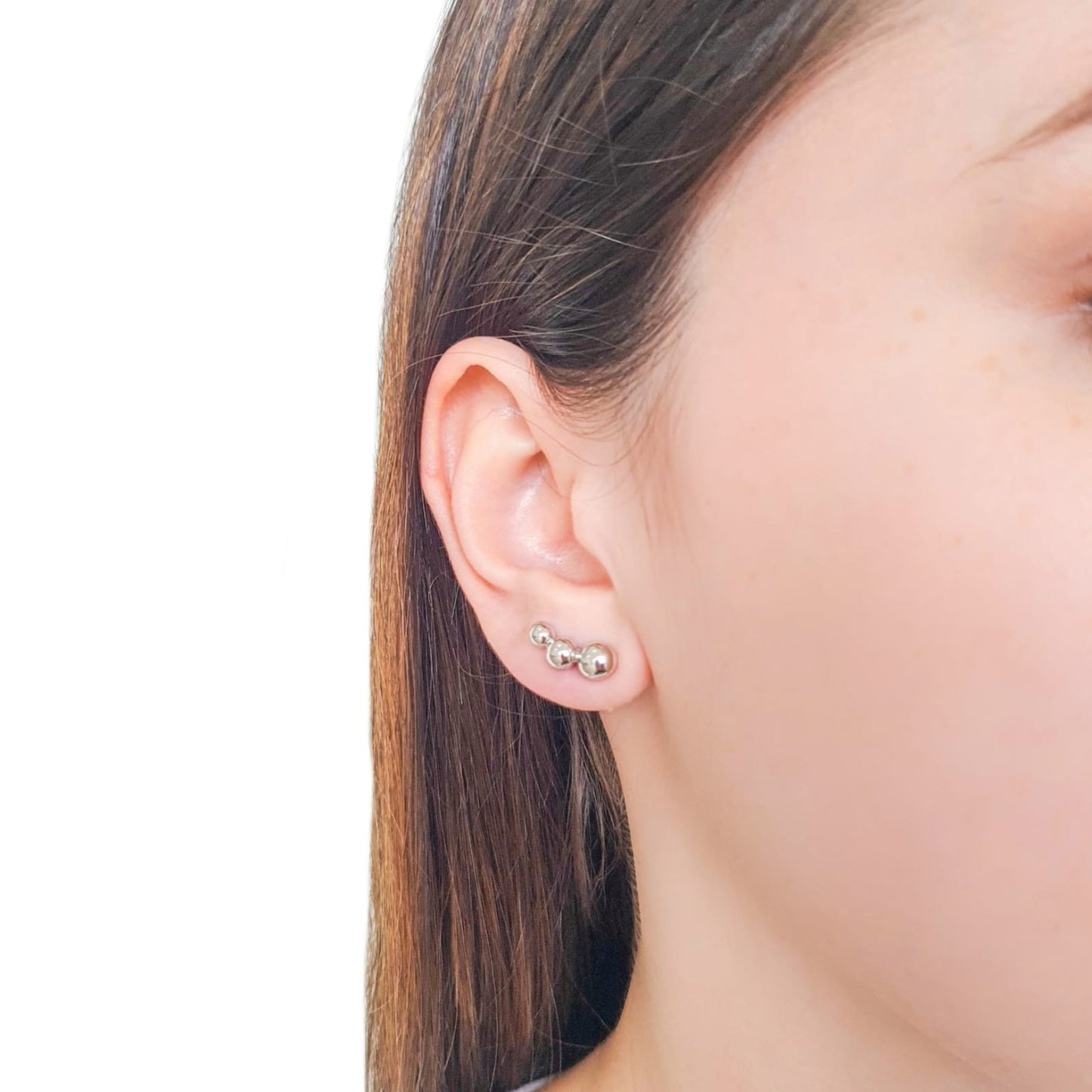 3 Bolinhas Branco Ear Cuff