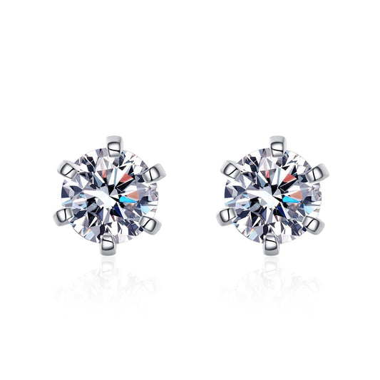 Six-Prong Moissanite Stud Earrings