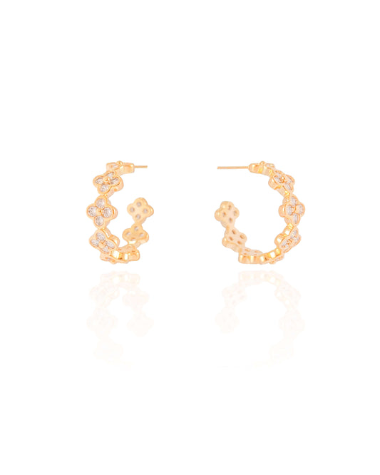 Pave Flower Hoops