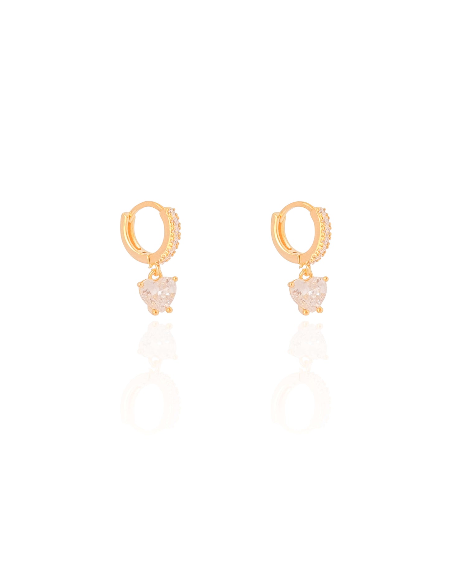 Crystal Heart Dangle Hoop Earrings