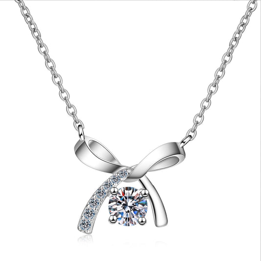 Four-Prong Bow Moissanite Necklace