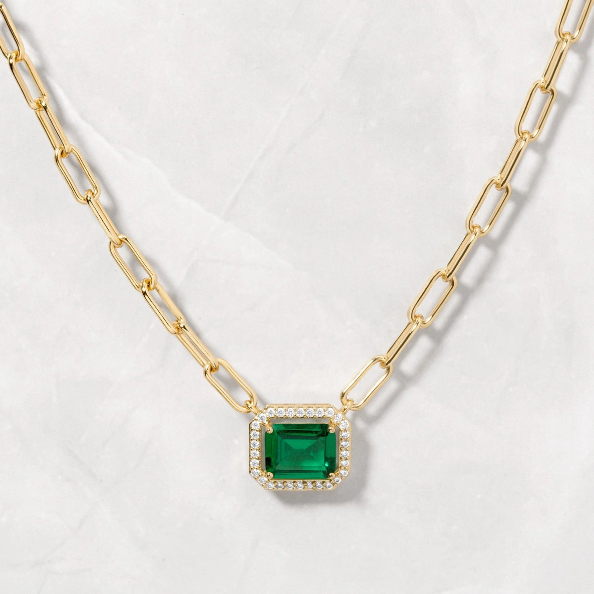 Paperclip Emerald Necklace