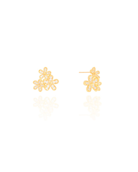 Brinco Flor Cravejado Cristal