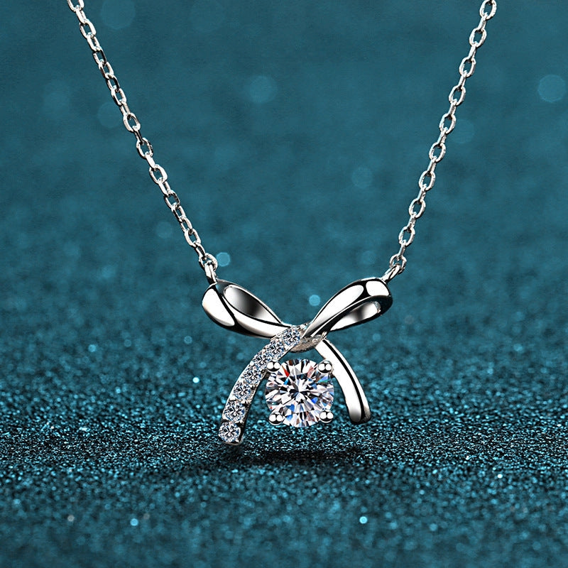 Four-Prong Bow Moissanite Necklace