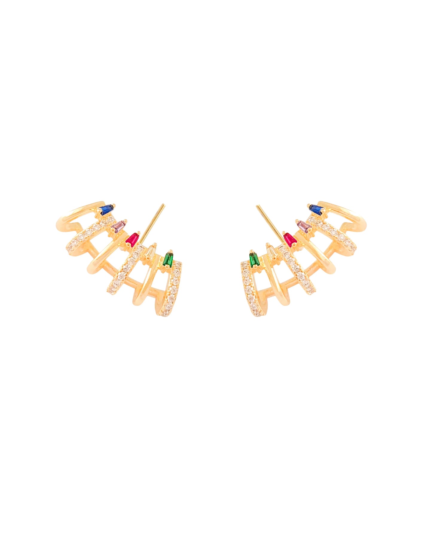 Brinco Ear Cuff Cravejado Colorido