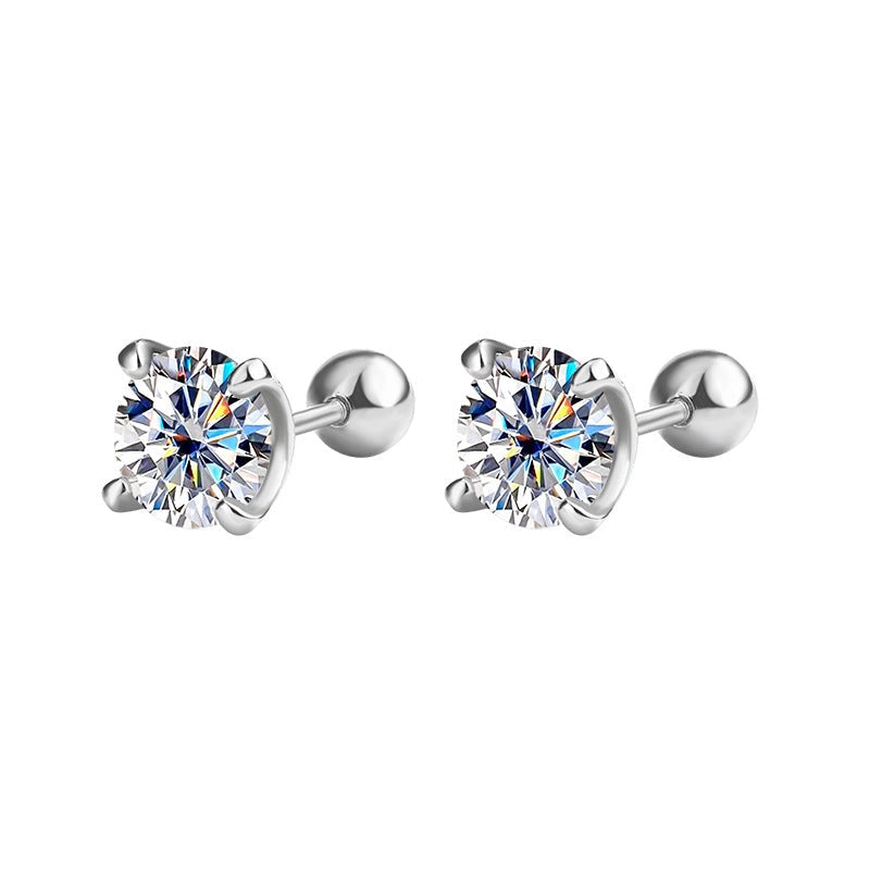 Moissanite Ball End Earrings