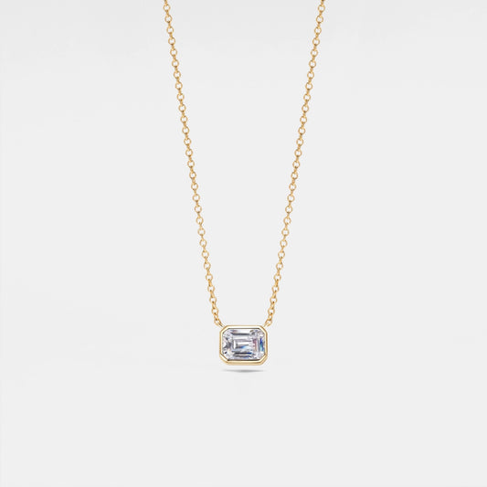 Emerald Cut Moissanite Charm Necklace