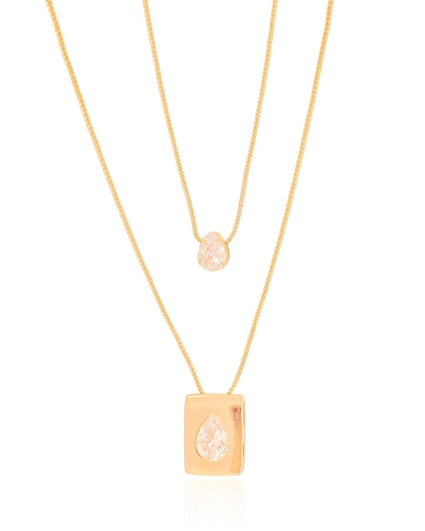 Gargantilha Dupla Gotas Cristal