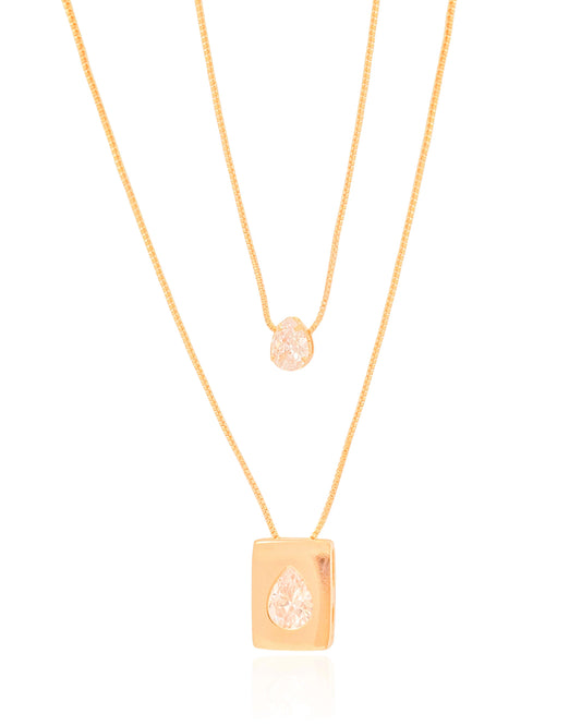 Gargantilha Dupla Gotas Cristal