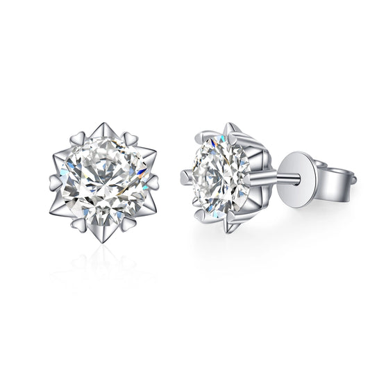 Snowflake Moissanite Stud Earrings