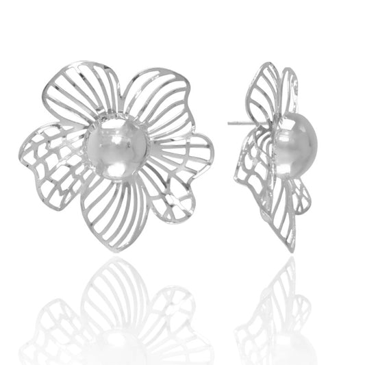 Brinco Flor Vazada Branco
