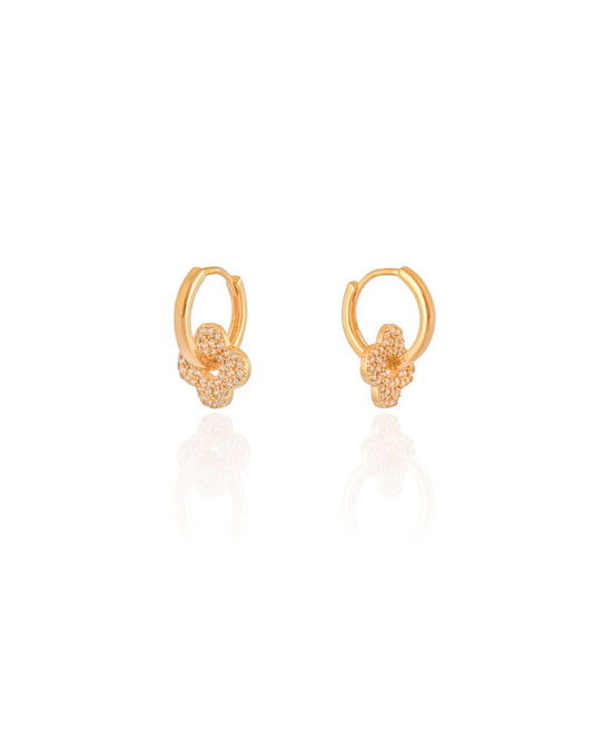 Brinco Argola Click Flor Cravejado Zirconia