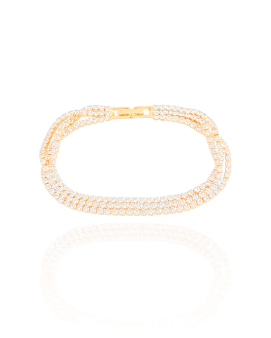 Pulseira Tripla Cravejada Cristal