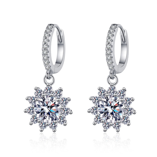 Moissanite Snowflake Drop Earrings