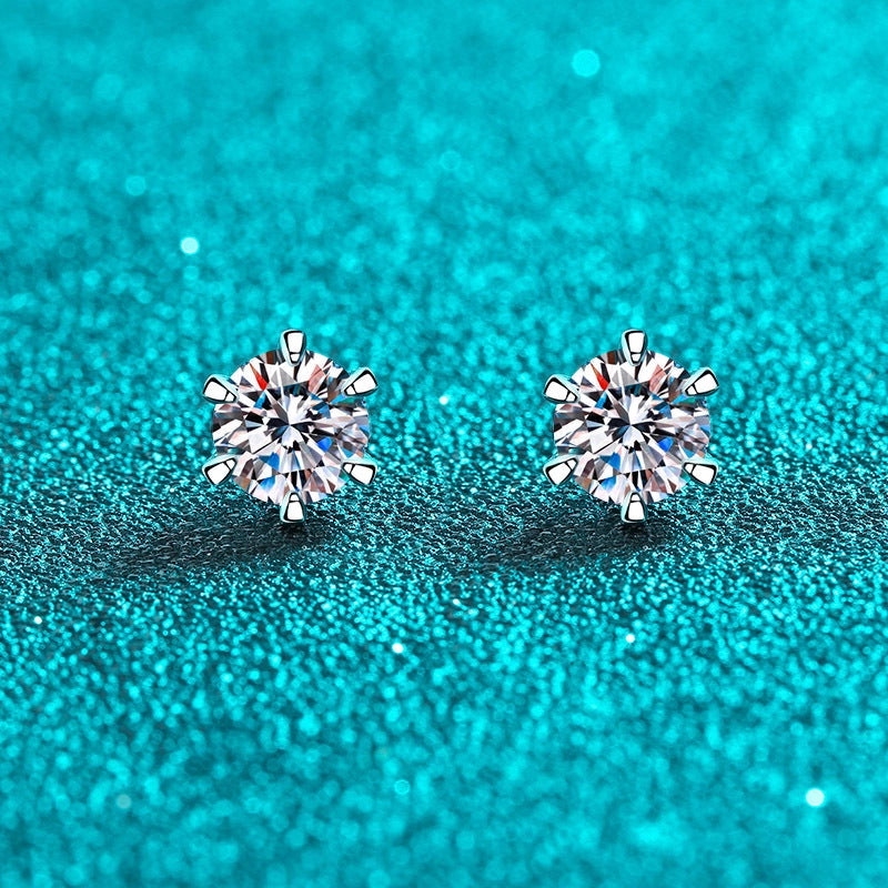 Six-Prong Moissanite Stud Earrings