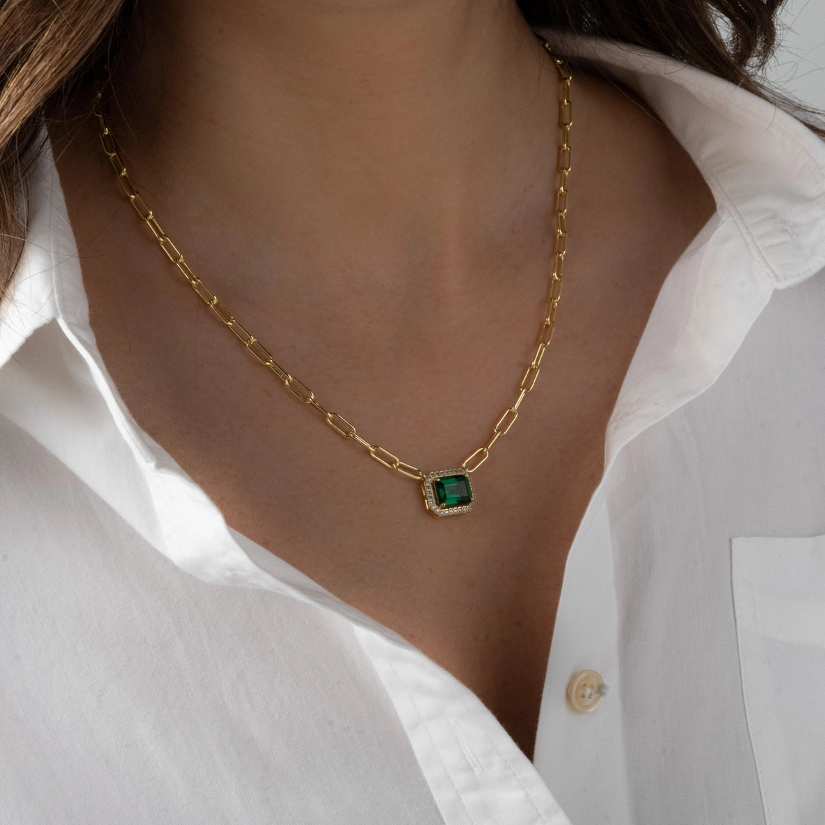 Paperclip Emerald Necklace