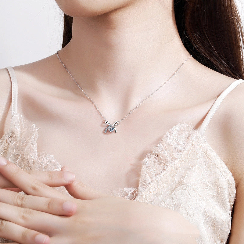 Four-Prong Bow Moissanite Necklace