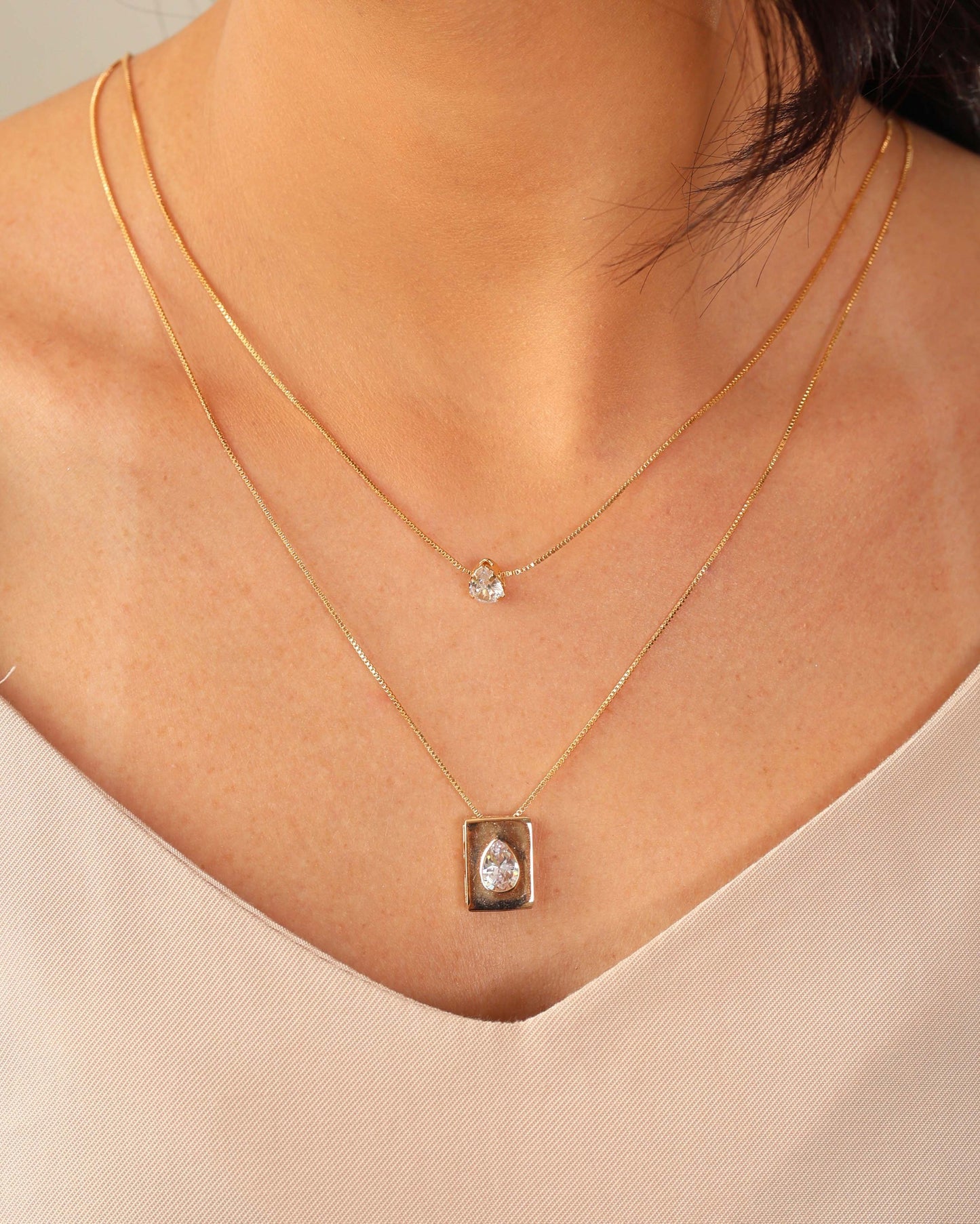 Gargantilha Dupla Gotas Cristal