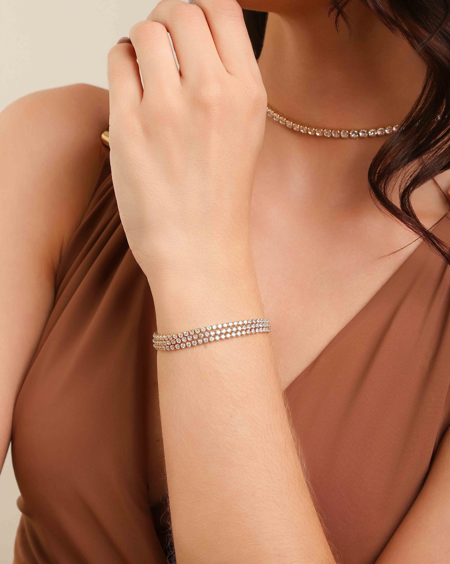 Pulseira Tripla Cravejada Cristal