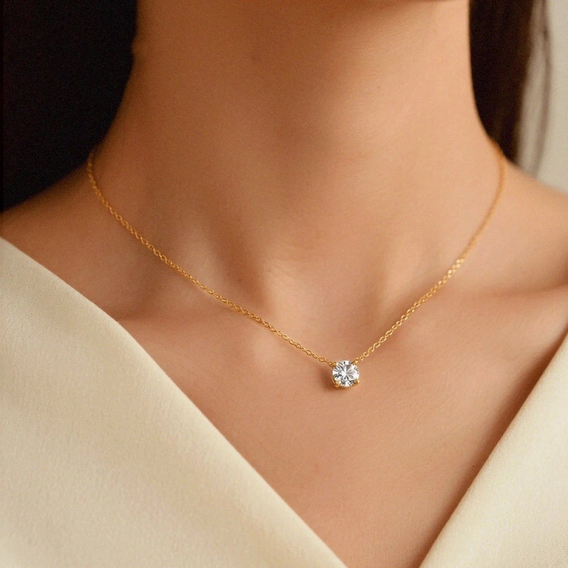 Round-Cut Moissanite Pendant Necklace