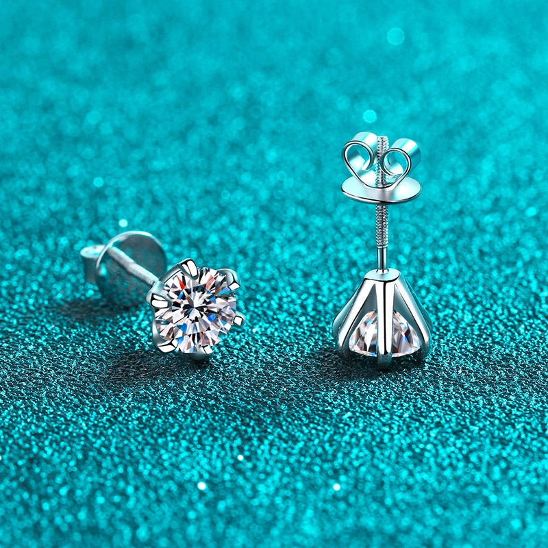 Six-Prong Moissanite Stud Earrings