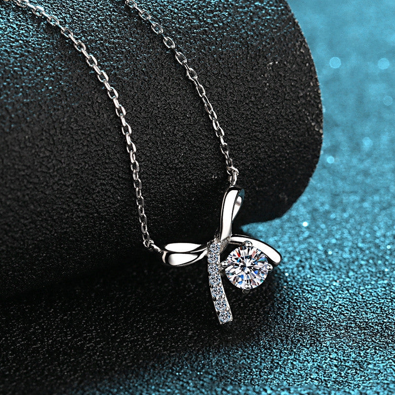 Four-Prong Bow Moissanite Necklace