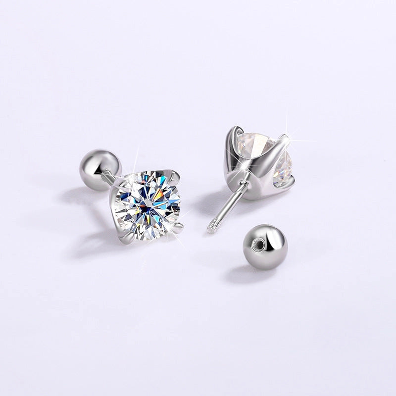 Moissanite Ball End Earrings