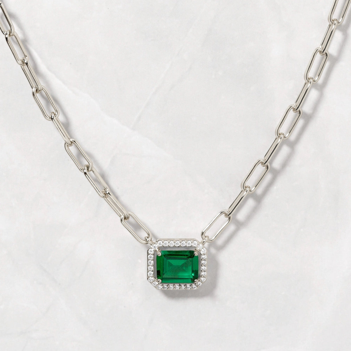 Paperclip Emerald Necklace