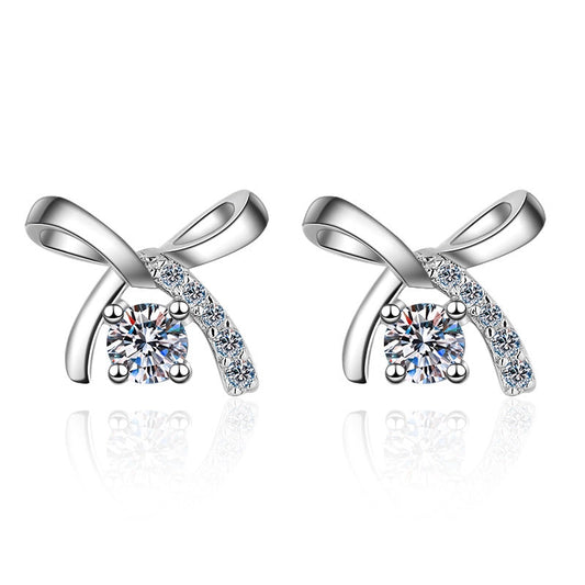 Four-Prong Bow Moissanite Stud Earrings