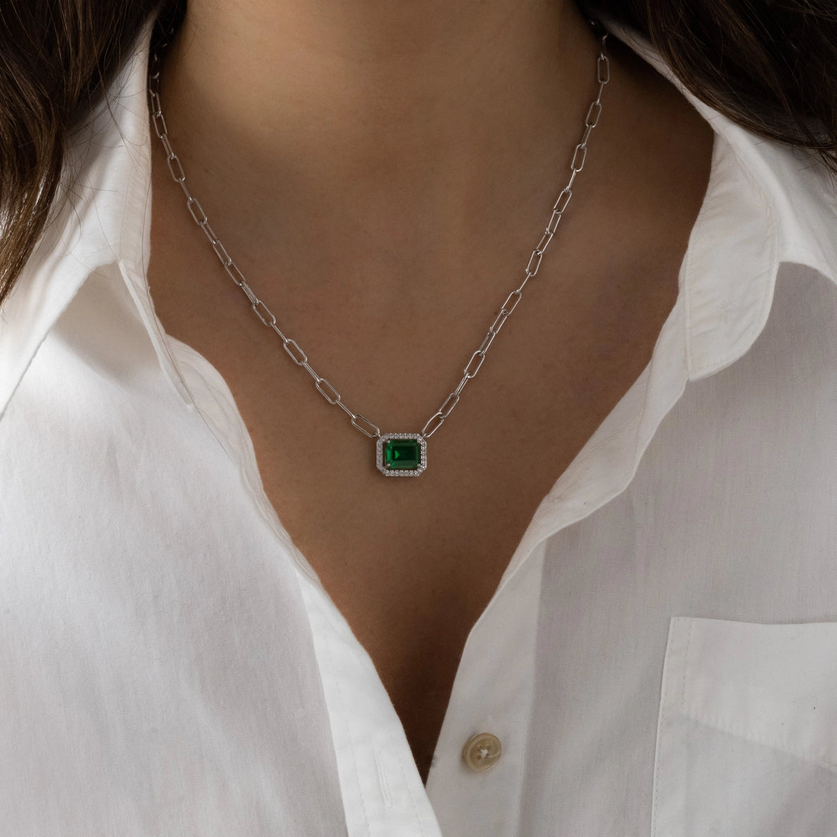 Paperclip Emerald Necklace