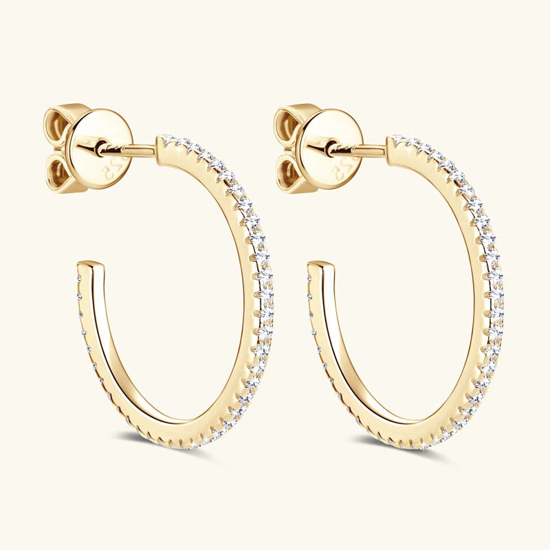 Pave Setting Hoop Earrings
