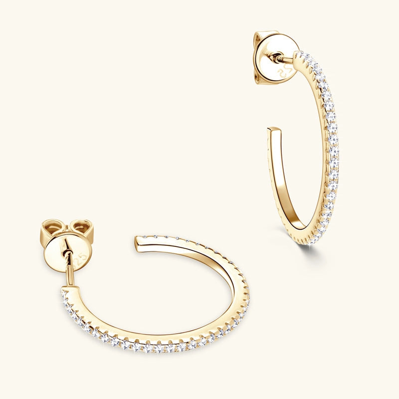 Pave Setting Hoop Earrings