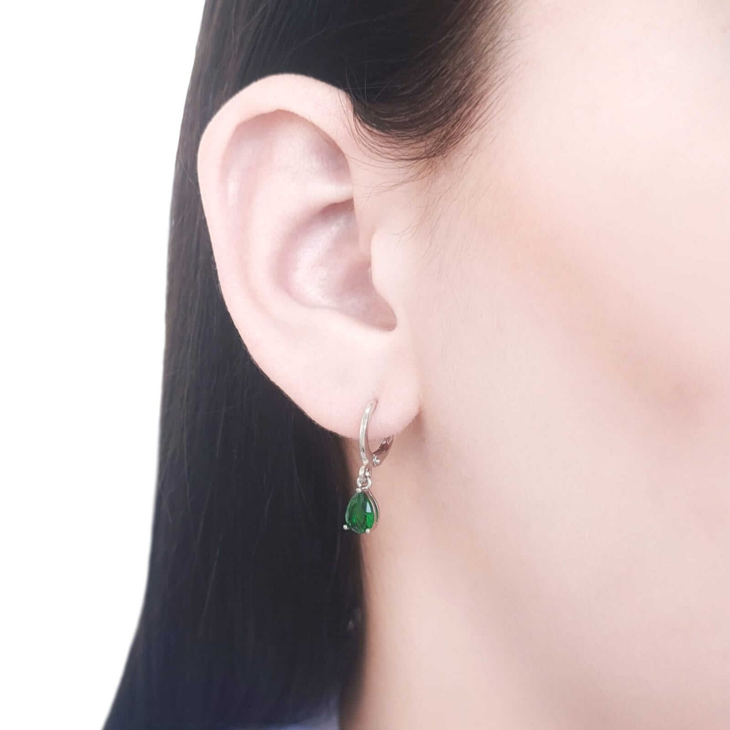 Emerald Drop Hoops