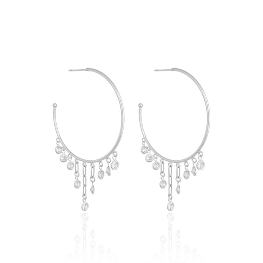 Crystal Gotas Hoops Branco
