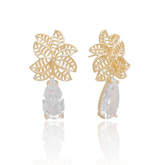 Brinco Folhas Cristal