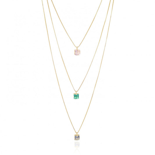 Triple Colors Square Necklace