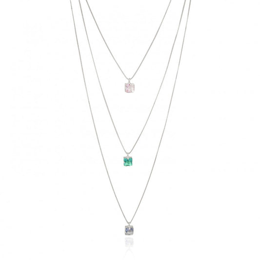 Triple Colors Square Necklace Branco